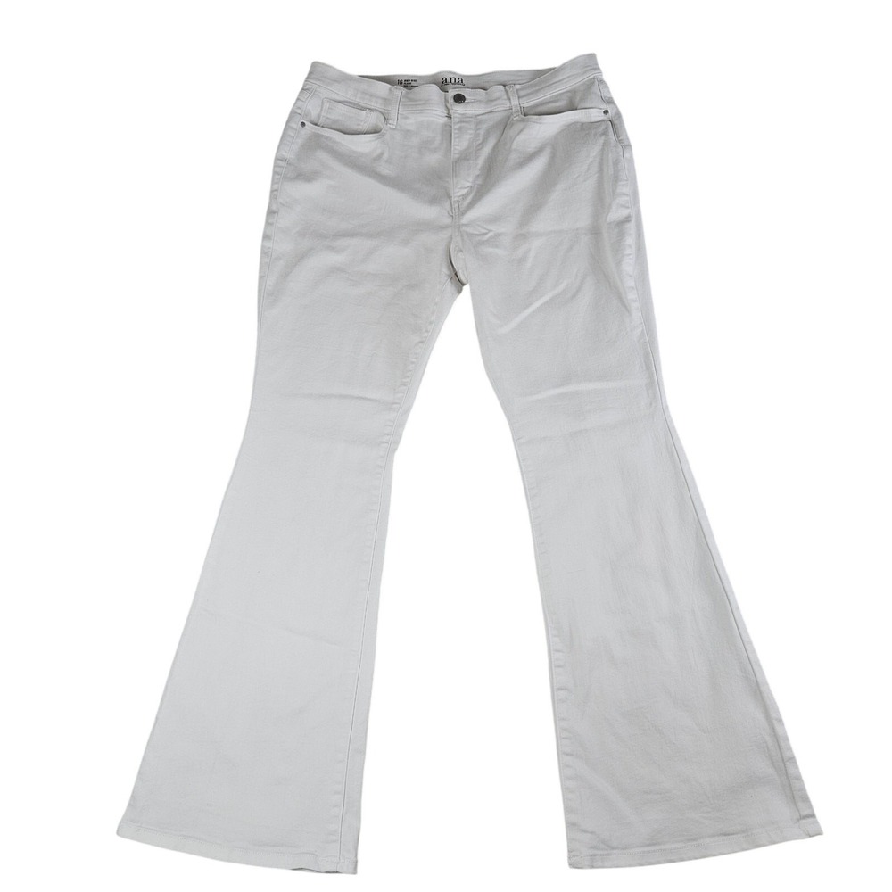 a.n.a High-Rise Flare Jeans White Stretch Denim 16 Boho Retro Summer Y2K